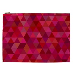 Maroon Dark Red Triangle Mosaic Cosmetic Bag (xxl) by Sapixe