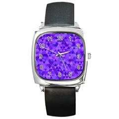 Purple Triangle Purple Background Square Metal Watch