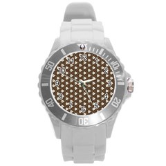 Texture Background Pattern Round Plastic Sport Watch (l)