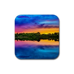 Sunset Color Evening Sky Evening Rubber Coaster (square) 