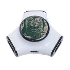 Angry Male Lion Pattern Graphics Kazakh Al Fabric 3-port Usb Hub by Sapixe