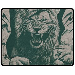 Angry Male Lion Pattern Graphics Kazakh Al Fabric Double Sided Fleece Blanket (medium) 