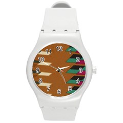 Fabric Textile Texture Abstract Round Plastic Sport Watch (m)