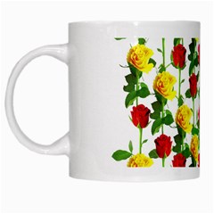 Rose Pattern Roses Background Image White Mugs