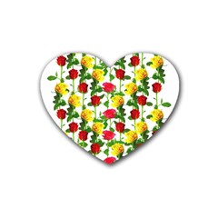 Rose Pattern Roses Background Image Rubber Coaster (heart) 