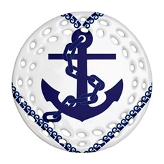 Anchor Chain Nautical Ocean Sea Round Filigree Ornament (two Sides) by Sapixe