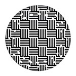 Basket Black Lines Stripes White Ornament (Round Filigree) Front