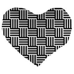 Basket Black Lines Stripes White Large 19  Premium Flano Heart Shape Cushions