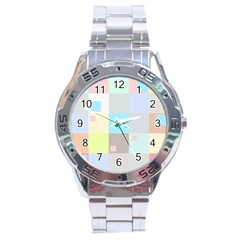 Pastel Diamonds Background Stainless Steel Analogue Watch