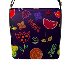 Background Decorative Floral Flap Closure Messenger Bag (l)