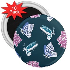 Butterfly Pattern Dead Death Rose 3  Magnets (10 Pack) 