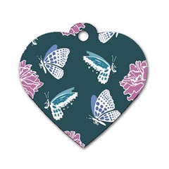 Butterfly Pattern Dead Death Rose Dog Tag Heart (one Side) by Sapixe