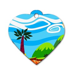 Landscape Background Nature Sky Dog Tag Heart (one Side) by Sapixe