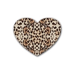 Pattern Leopard Skin Background Rubber Coaster (heart)  by Sapixe