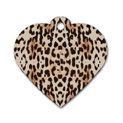 Pattern Leopard Skin Background Dog Tag Heart (two Sides) by Sapixe