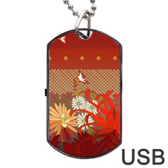 Abstract Background Flower Design Dog Tag Usb Flash (one Side)