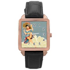 Retro 1107634 1920 Rose Gold Leather Watch 