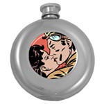 Retrocouplekissing Round Hip Flask (5 oz) Front