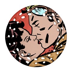 Retrocouplekissing Round Filigree Ornament (two Sides)