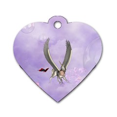 Cute Little Pegasus With Butterflies Dog Tag Heart (one Side)