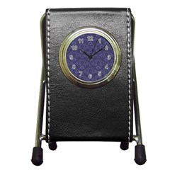 Damask Purple Pen Holder Desk Clock by vintage2030