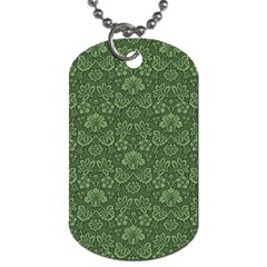 Damask Green Dog Tag (one Side) by vintage2030