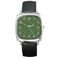 Damask Green Square Metal Watch