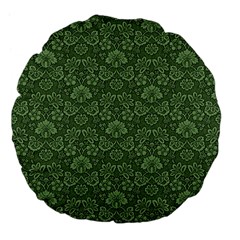 Damask Green Large 18  Premium Flano Round Cushions by vintage2030