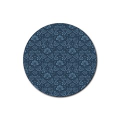 Damask Blue Rubber Round Coaster (4 Pack)  by vintage2030