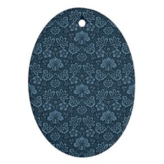 Damask Blue Oval Ornament (two Sides) by vintage2030