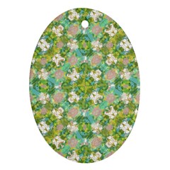 Vintage Floral Print Collage Pattern Oval Ornament (two Sides) by dflcprints