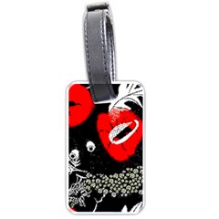 Red Poppy Flowers On Gray Background By Flipstylez Designs Luggage Tags (one Side)  by flipstylezfashionsLLC