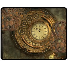 Awesome Steampunk Design, Clockwork Fleece Blanket (medium)  by FantasyWorld7