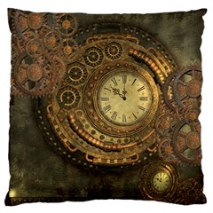 Awesome Steampunk Design, Clockwork Large Cushion Case (one Side) by FantasyWorld7