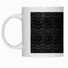 Wavy Grid Dark Pattern White Mugs by dflcprints