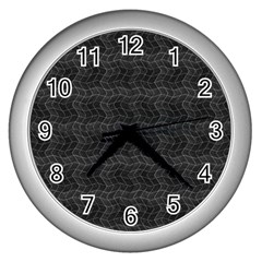 Wavy Grid Dark Pattern Wall Clock (silver) by dflcprints