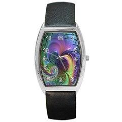 Fractal Artwork Art Swirl Vortex Barrel Style Metal Watch