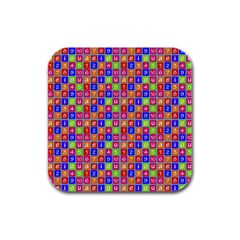 Numbers And Vowels Colorful Pattern Rubber Square Coaster (4 Pack)  by dflcprints