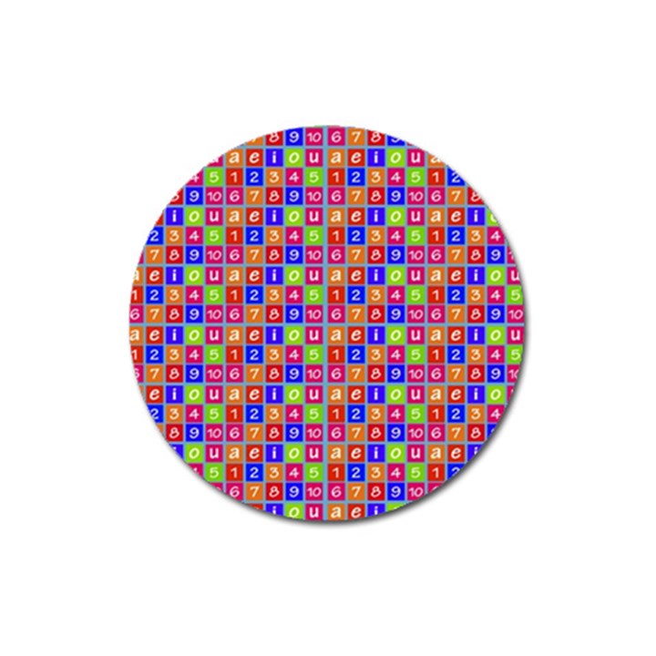 Numbers And Vowels Colorful Pattern Magnet 3  (Round)