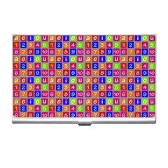 Numbers And Vowels Colorful Pattern Business Card Holder by dflcprints