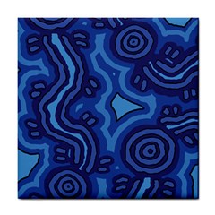 Aboriginal Art - Blue Campsites Tile Coasters by hogartharts