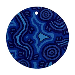 Aboriginal Art - Blue Campsites Round Ornament (two Sides) by hogartharts