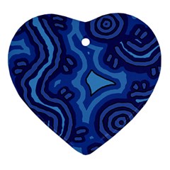 Aboriginal Art - Blue Campsites Heart Ornament (two Sides) by hogartharts