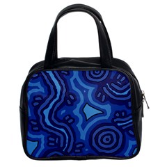 Aboriginal Art - Blue Campsites Classic Handbag (two Sides)