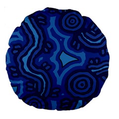 Aboriginal Art - Blue Campsites Large 18  Premium Round Cushions by hogartharts