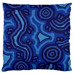 Aboriginal Art - Blue Campsites Standard Flano Cushion Case (two Sides)