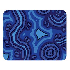 Aboriginal Art - Blue Campsites Double Sided Flano Blanket (large)  by hogartharts