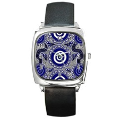 Aboriginal Art - Gathering Square Metal Watch