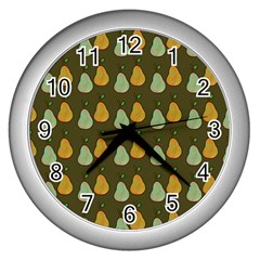 Pears Brown Wall Clock (silver) by snowwhitegirl