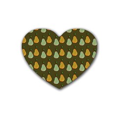 Pears Brown Rubber Coaster (heart) 